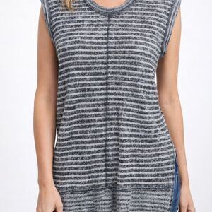 Madewell Striped Gray Cap Sleeve Tunic